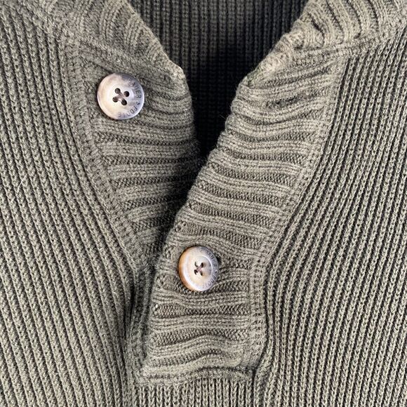 Y2K VTG Eddie Bauer Sz XLT Henley Sweater 1/4 Button Pull Over Long Sleeve Green - Picture 3 of 9